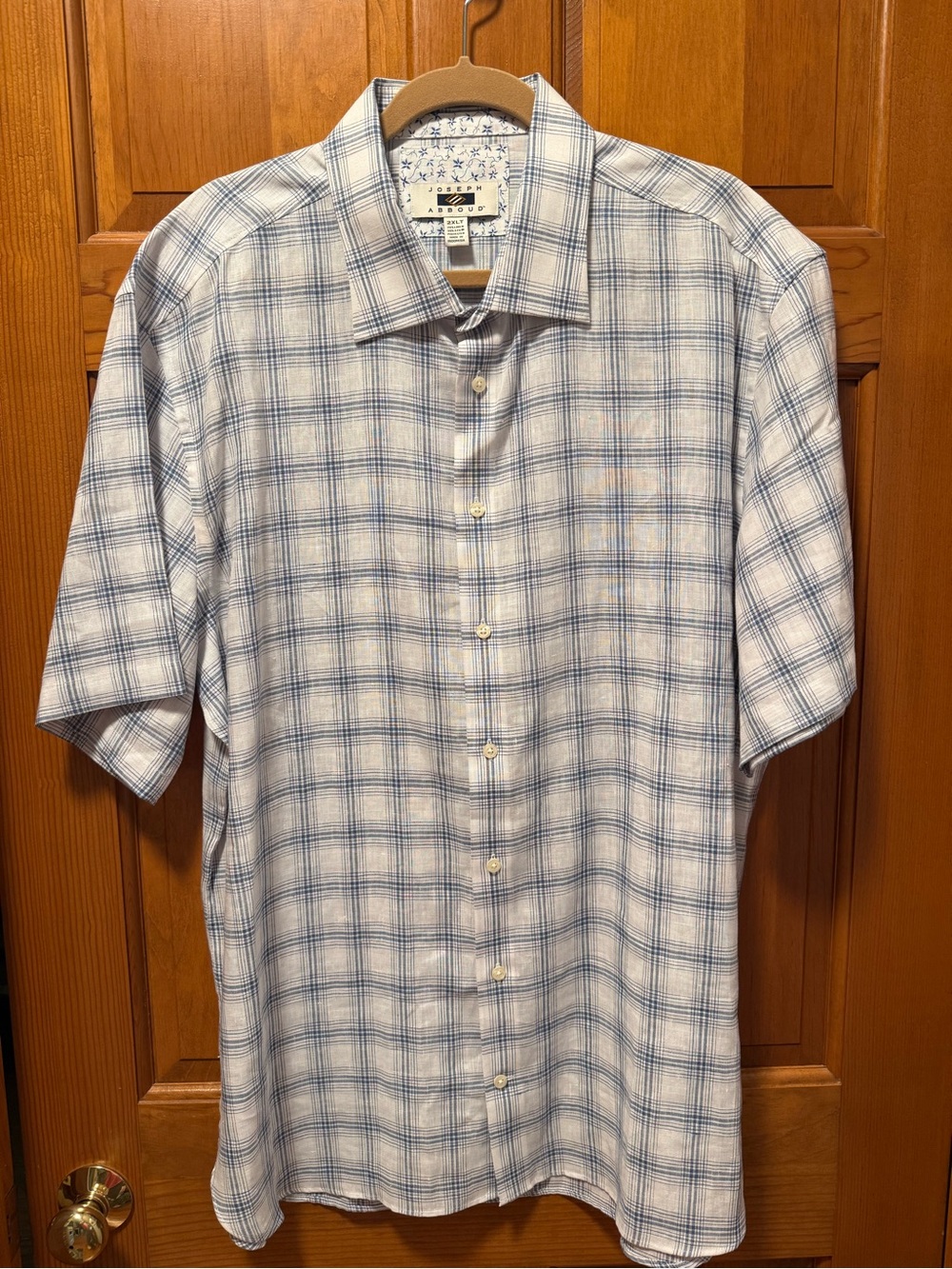 NEW Joseph Abboud Linen Blend Button Down Plaid Shirt Size 2XLT